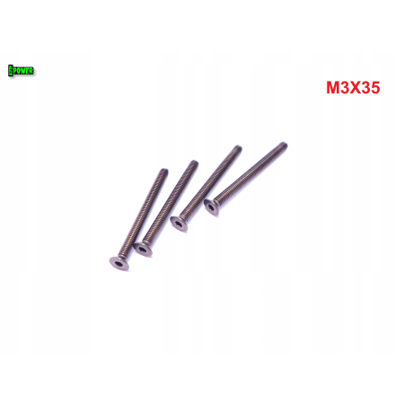 M3x35 śruba tytanowa z łbem stożkowym imbusowa din 7991 tytan grade 2