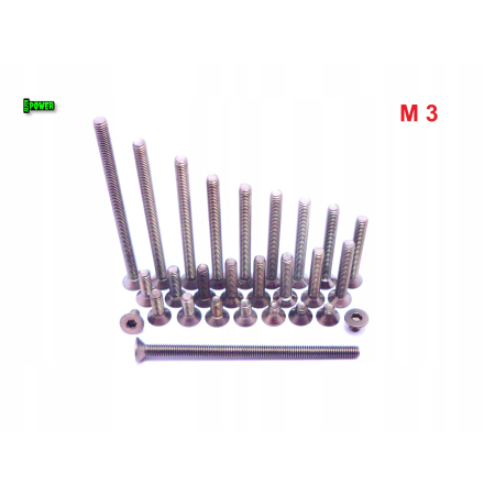 M3x45 śruba tytanowa z łbem stożkowym imbusowa din 7991 tytan grade 2