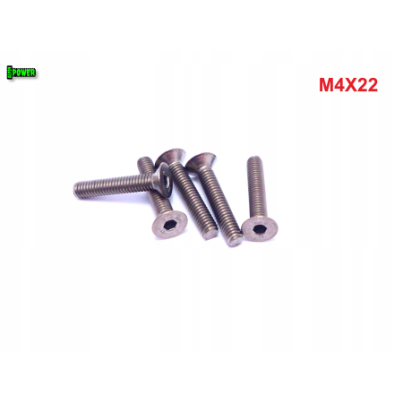 M4x22 śruba tytanowa z łbem stożkowym imbusowa din 7991 tytan grade 2