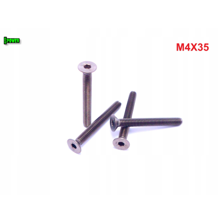 M4x35 śruba tytanowa z łbem stożkowym imbusowa din 7991 tytan grade 2