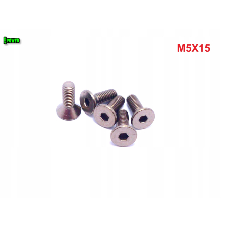 M5x15 śruba tytanowa z łbem stożkowym imbusowa din 7991 tytan grade 2