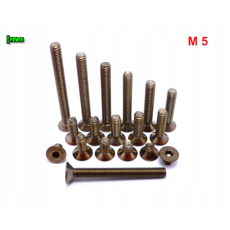 M5x16 śruba tytanowa z łbem stożkowym imbusowa din 7991 tytan grade 2