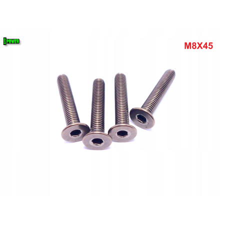 M8x45 śruba tytanowa z łbem stożkowym imbusowa din 7991 tytan grade 2