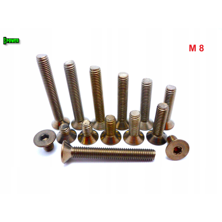 M8x55 śruba tytanowa z łbem stożkowym imbusowa din 7991 tytan grade 2