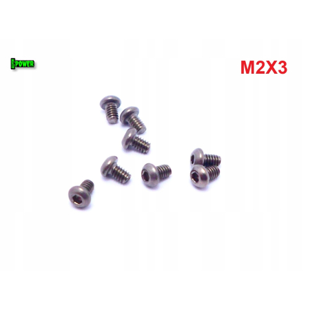 M2x3 śruba tytanowa z łbem kulistym imbusowa iso 7380 tytan grade2 s1,3/1,5