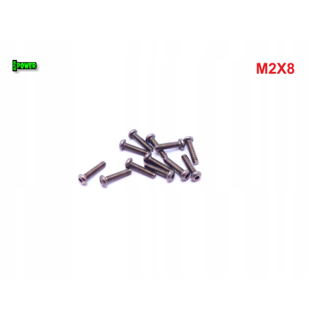 M2x8 śruba tytanowa z łbem kulistym imbusowa iso 7380 tytan grade2 s1,3/1,5