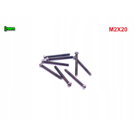 M2x20 śruba tytanowa z łbem kulistym imbusowa iso 7380 tytan grade 2 s1,3