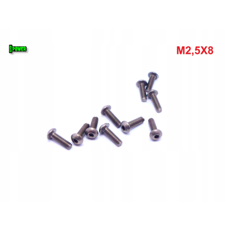 M2,5x8 śruba imbusowa iso 7380 tytanowa gr 2 śruby tytanowe