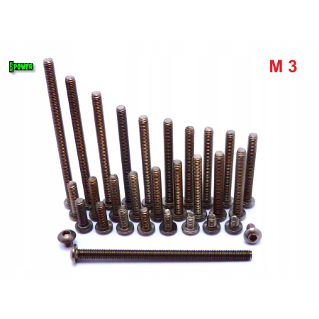 M3x8 śruba tytanowa z łbem kulistym imbusowa iso 7380 tytan grade 2