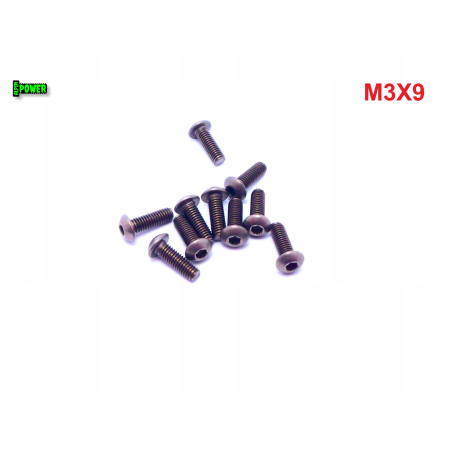 M3x9 śruba tytanowa z łbem kulistym imbusowa iso 7380 tytan grade 2