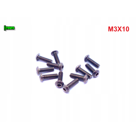 M3x10 śruba tytanowa z łbem kulistym imbusowa iso 7380 tytan grade 2