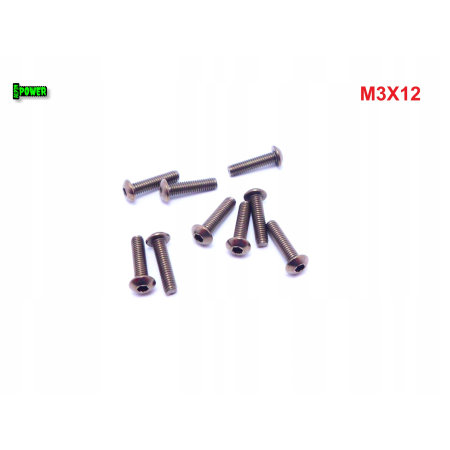 M3x12 śruba tytanowa z łbem kulistym imbusowa iso 7380 tytan grade 2