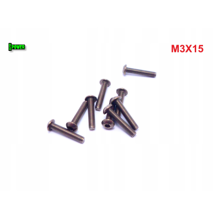 M3x15 śruba tytanowa z łbem kulistym imbusowa iso 7380 tytan grade 2