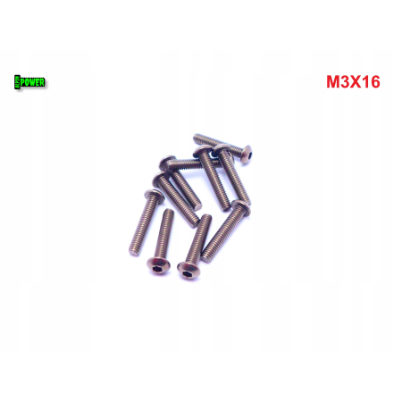 M3x16 śruba tytanowa z łbem kulistym imbusowa iso 7380 tytan grade 2