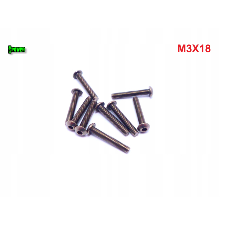 M3x18 śruba tytanowa z łbem kulistym imbusowa iso 7380 tytan grade 2