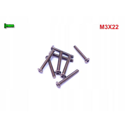 M3x22 śruba tytanowa z łbem kulistym imbusowa iso 7380 tytan grade 2