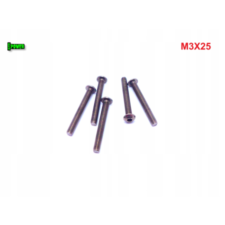 M3x25 śruba tytanowa z łbem kulistym imbusowa iso 7380 tytan grade 2