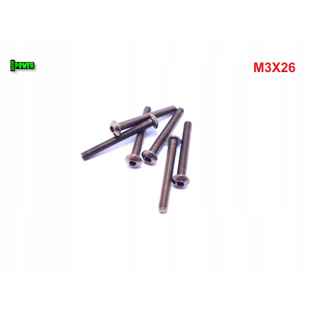 M3x26 śruba tytanowa z łbem kulistym imbusowa iso 7380 tytan grade 2