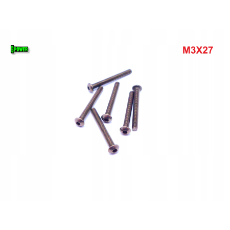 M3x27 śruba tytanowa z łbem kulistym imbusowa iso 7380 tytan grade 2