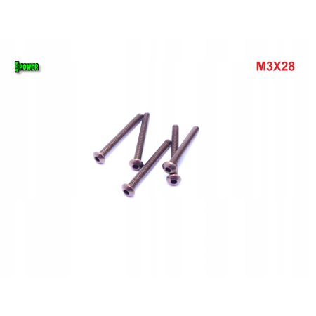 M3x28 śruba tytanowa z łbem kulistym imbusowa iso 7380 tytan grade 2