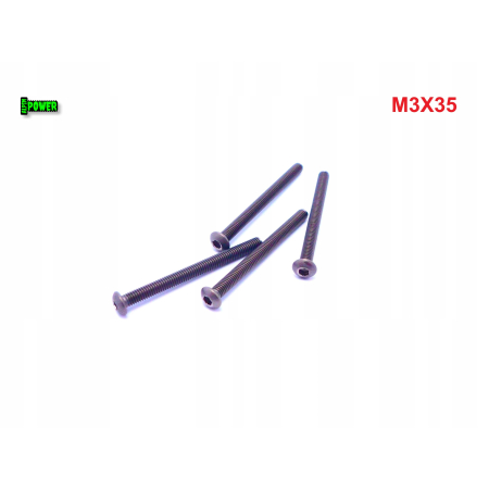 M3x35 śruba tytanowa z łbem kulistym imbusowa iso 7380 tytan grade 2