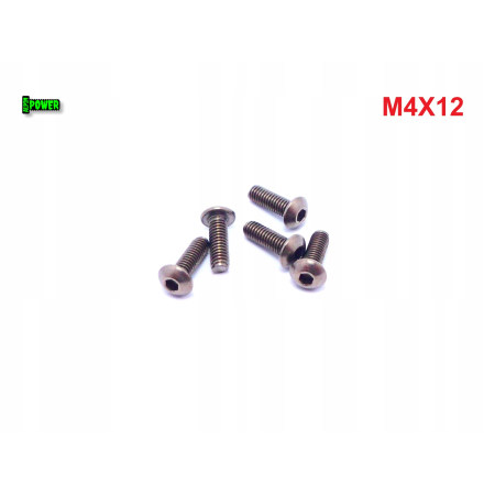 M4x12 śruba tytanowa z łbem kulistym imbusowa iso 7380 tytan grade 2