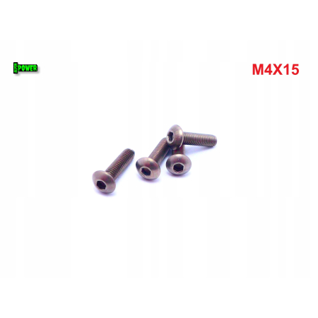 M4x15 śruba tytanowa z łbem kulistym imbusowa iso 7380 tytan grade 2