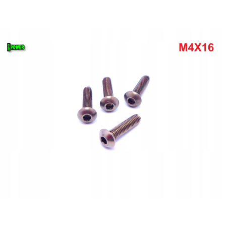 M4x16 śruba tytanowa z łbem kulistym imbusowa iso 7380 tytan grade 2