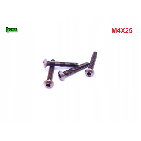 M4x25 śruba tytanowa z łbem kulistym imbusowa iso 7380 tytan grade 2