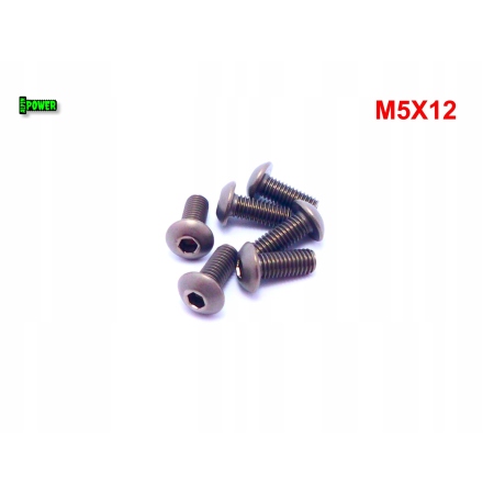 M5x12 śruba tytanowa z łbem kulistym imbusowa iso 7380 tytan grade 2