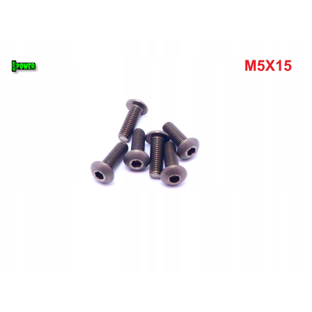 M5x15 śruba tytanowa z łbem kulistym imbusowa iso 7380 tytan grade 2