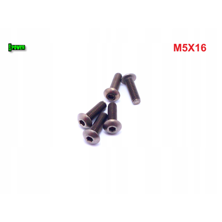 M5x16 śruba tytanowa z łbem kulistym imbusowa iso 7380 tytan grade 2