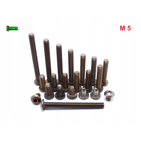 M5x16 śruba tytanowa z łbem kulistym imbusowa iso 7380 tytan grade 2