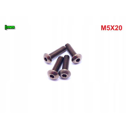 M5x20 śruba tytanowa z łbem kulistym imbusowa iso 7380 tytan grade 2