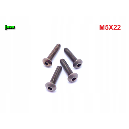 M5x22 śruba tytanowa z łbem kulistym imbusowa iso 7380 tytan grade 2