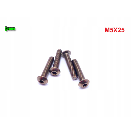 M5x25 śruba tytanowa z łbem kulistym imbusowa iso 7380 tytan grade 2