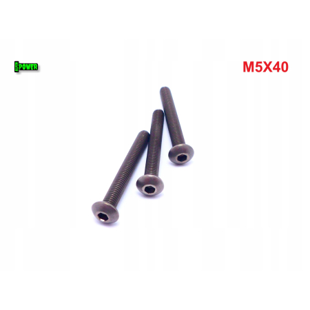 M5x40 śruba tytanowa z łbem kulistym imbusowa iso 7380 tytan grade 2