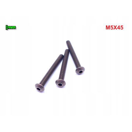 M5x45 śruba tytanowa z łbem kulistym imbusowa iso 7380 tytan grade 2