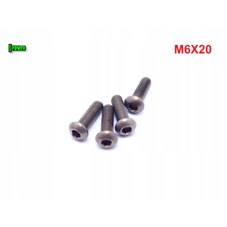 M6x20 śruba tytanowa z łbem kulistym imbusowa iso 7380 tytan grade 2