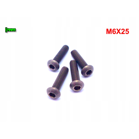 M6x25 śruba tytanowa z łbem kulistym imbusowa iso 7380 tytan grade 2