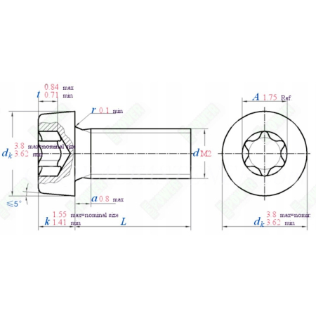 M2x4 śruba tytanowa z łbem walcowym obniżonym torx din7984tx śruby tytanowe