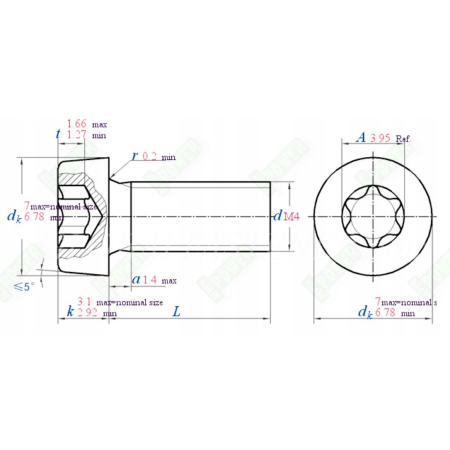 M4x8 śruba tytanowa z łbem walcowym obniżonym torx din7984tx śruby tytanowe