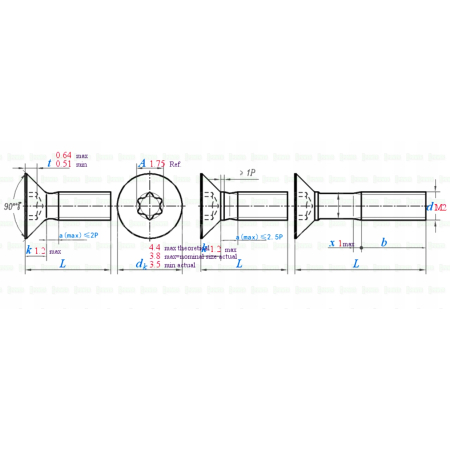 M2x4 śruba tytanowa z łbem stożkowym torx din7991tx śruby tytanowe gr2