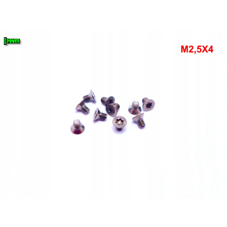 M2,5x4 śruba tytanowa z łbem stożkowym torx din7991tx śruby tytanowe gr 2