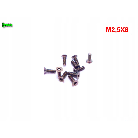 M2,5x8 śruba tytanowa z łbem stożkowym torx din7991tx śruby tytanowe gr 2