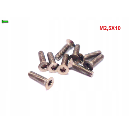 M2,5x10 śruba tytanowa z łbem stożkowym torx din7991tx śruby tytanowe gr 2