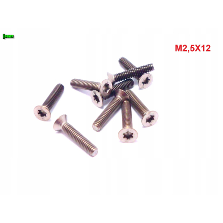 M2,5x12 śruba tytanowa z łbem stożkowym torx din7991tx śruby tytanowe gr 2