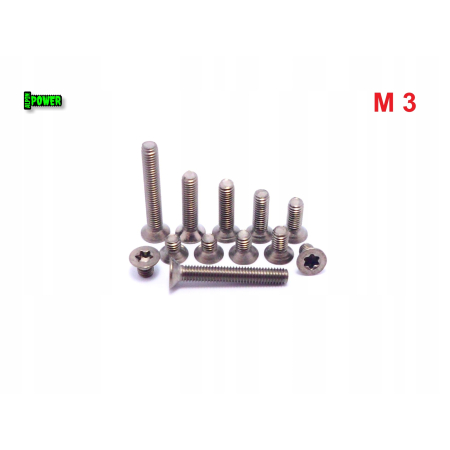 M3x4 śruba tytanowa z łbem stożkowym torx din7991tx śruby tytanowe gr2