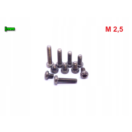 M2,5x5 śruba tytanowa z łbem walcowym wypukłym torx din7985tx śruby tytanowe