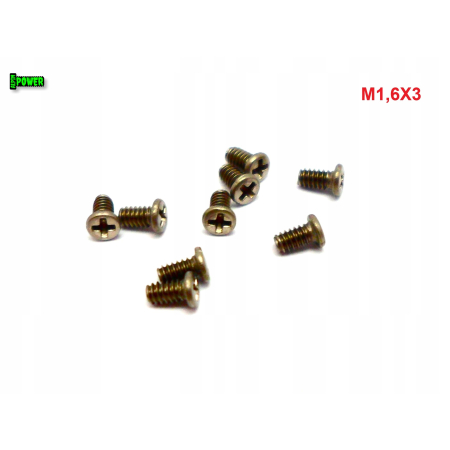 M1,6x3 tytanowa śruba z płaskim łbem krzyżowym tytan gr2